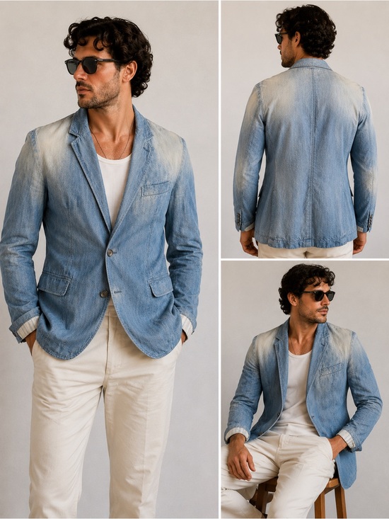 Dolce & Gabbana Other - Vintage NWT Dolce & Gabbana Distressed Linen Blend Blazer Original Denim IT 54 L